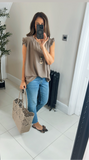 Kelly frill sleeve necklace top
