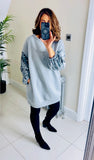 New Stacie sequin sleeve sweatshirt dress