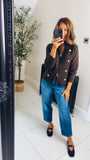 New Hallie military button super soft double zip cardigan