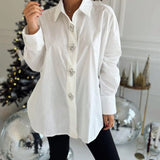 New Abigail diamanté button shirt top