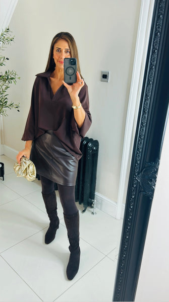 Lorna Matt satin open neck blouse