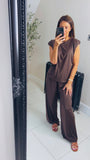 New Annabelle straight leg trousers & padded shoulder top coord set