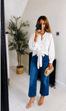 New Petra satin tie front blouse