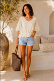 New butterfly embroidery & lace top