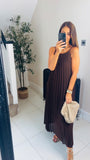 New Vienna pleated spagetti strap midaxi dress