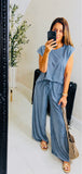 New Annabelle straight leg trousers & padded shoulder top coord set