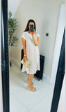 Carmen pleat swing midi dress