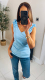 New Harmony light rib ruffle shoulder vest