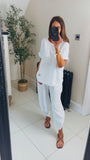 Lulu 100% cotton barrel leg trousers coord
