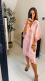 Greek Sun motif silk mix beach kaftan dress