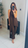 Pascale Asymmetrical halter neck trousers and top coord set