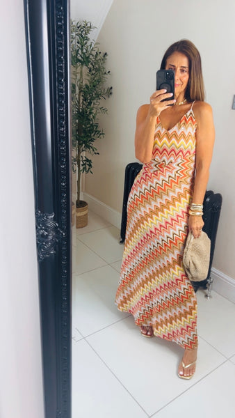 New Xanthe zig zag spaghetti strap maxi dress