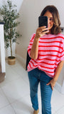 New Gina pink & red slouchy knit