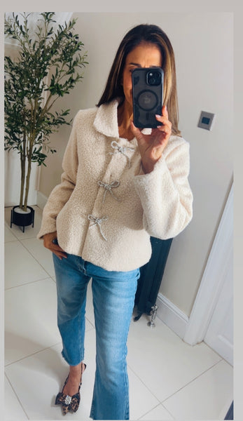 Isabella Boucle bow front jacket