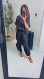 Lulu 100% cotton barrel leg trousers coord