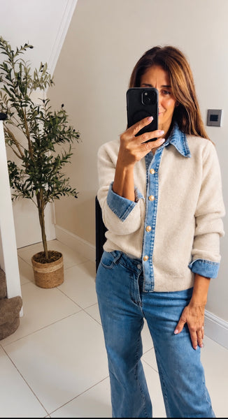 New Caro denim trim cardigan