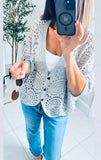 Simone Metallic crochet top