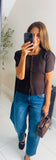 New Raye stretch knit tulip sleeve top