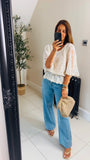 New butterfly embroidery & lace top