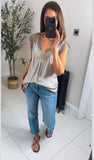 Genie lace trim silky cami top