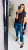 New Raye stretch knit tulip sleeve top
