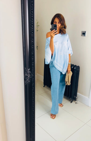 Sasha Scarf print asymmetric top