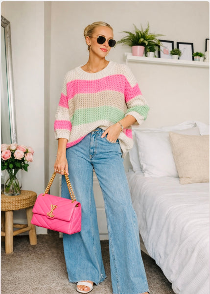 New Lola spring stripe waffle knit