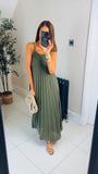 New Vienna pleated spagetti strap midaxi dress