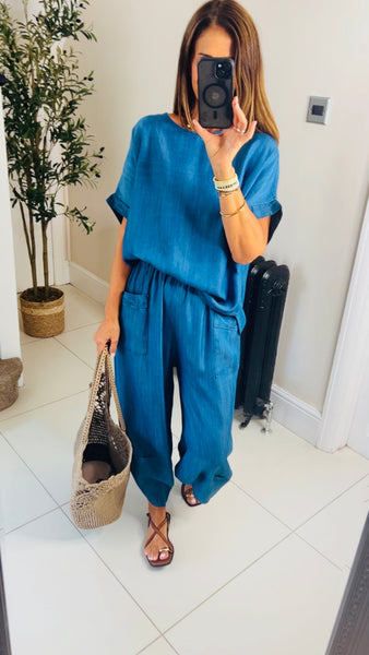 New Lulu denim trousers & top coord set