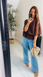 New butterfly embroidery & lace top