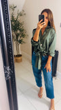 New Petra satin tie front blouse