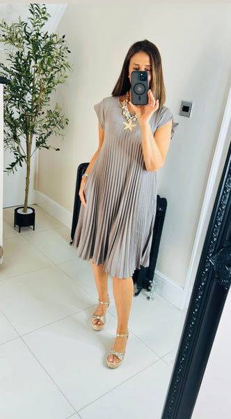 New Carmen pleat swing midi dress