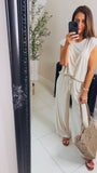 New Annabelle straight leg trousers & padded shoulder top coord set