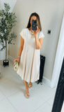 Carmen pleat swing midi dress