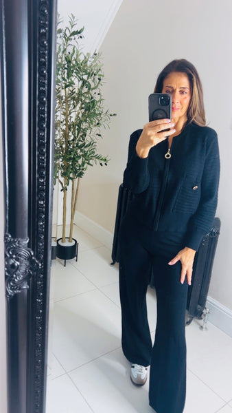 New Eva black waffle knit tracksuit