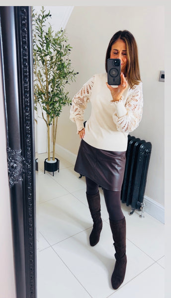 Hazel lace balloon sleeve jumper