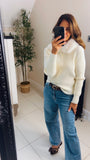 New Harlow rib knit faux fur collar cardigan