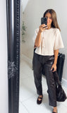 New Piper faux leather straight leg trousers
