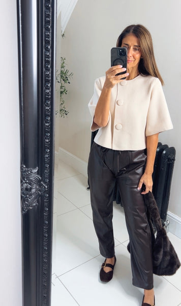 New Piper faux leather straight leg trousers