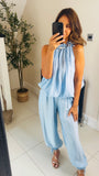 New Sophie halter neck bubble hem trousers coord set