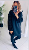 New Stacie sequin sleeve sweatshirt dress