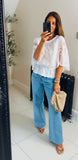 New butterfly embroidery & lace top