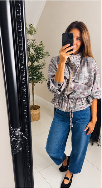 New Nyla checked funnel neck jacket