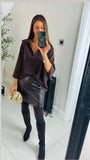 Lorna Matt satin open neck blouse