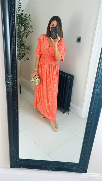 New Bali gold blossom maxi dress