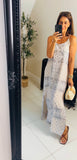 Hannah spaghetti strap bandana print cross back maxi dress
