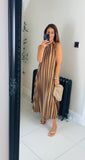 Porto gold shimmer midaxi dress
