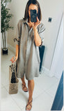 Camille linen shirt dress