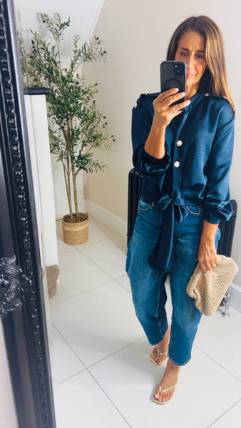 New Petra satin tie front blouse