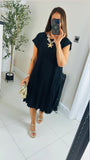 Carmen pleat swing midi dress